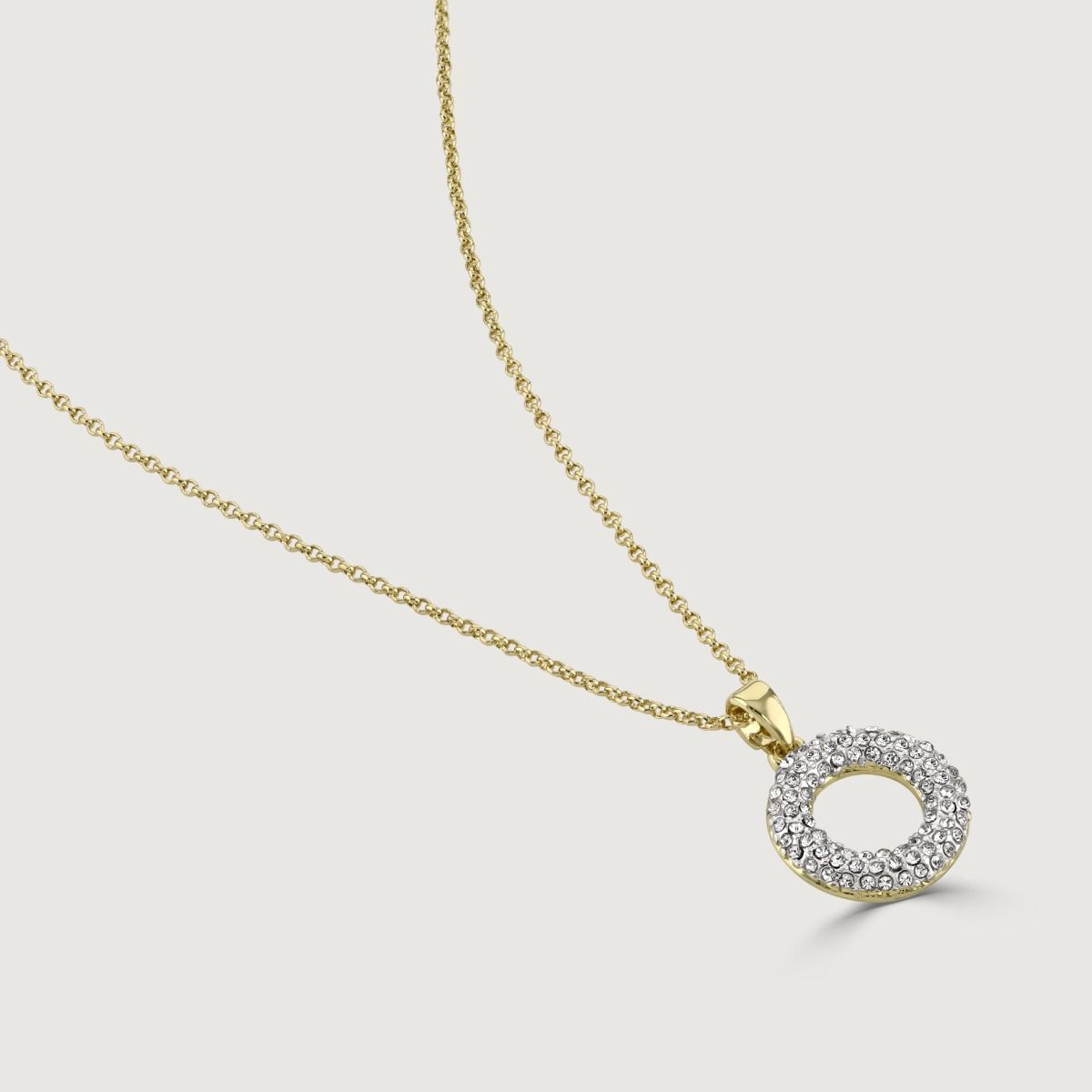 The Two-Tone Pave Pendant is a classic accessory that radiates elegance and charm. With its stunning combination of intricate pave detailing and gold chain work, it adds a touch of sophistication to any outfit. 