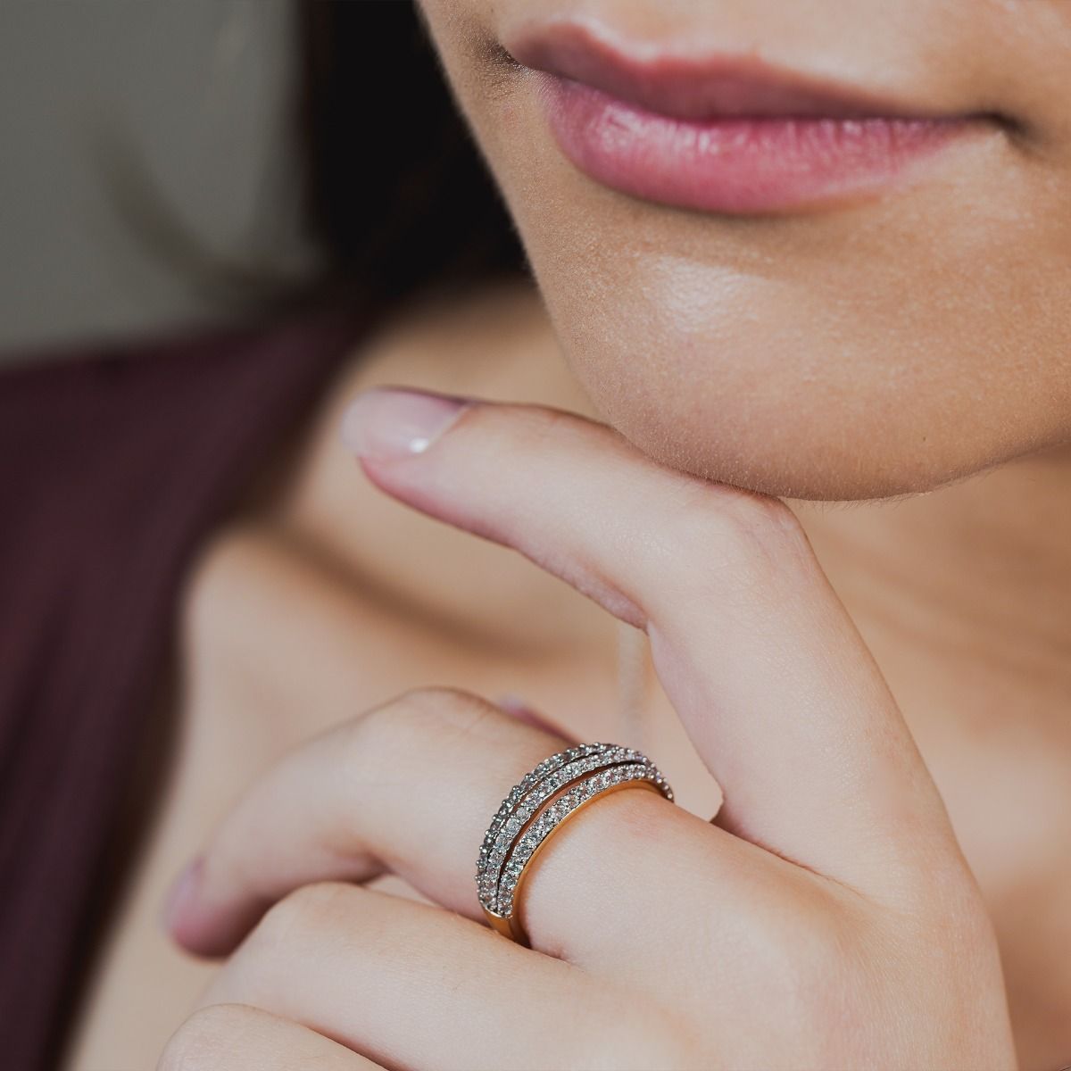 Elegance is defined with our Trio Pave Ring Band, which showcases three exquisite cubic zirconia-encrusted bands. This truly is unparalleled sparkle and sophistication in one stunning piece. 