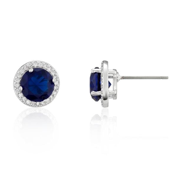 Carat Sapphire Round Halo Earrings