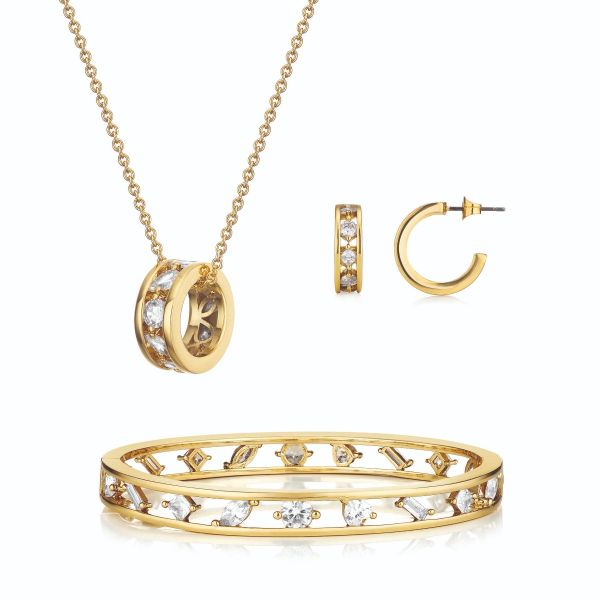 Our Grace Polished Bangle, Pendant and Earring Set. Packaged in a Buckley London box.