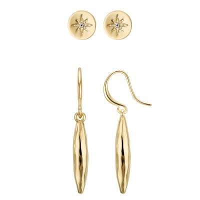 Buckley London Eyre Hammered Earring Duo - Gold