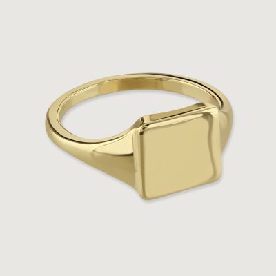 Square Design Gold Signet Ring