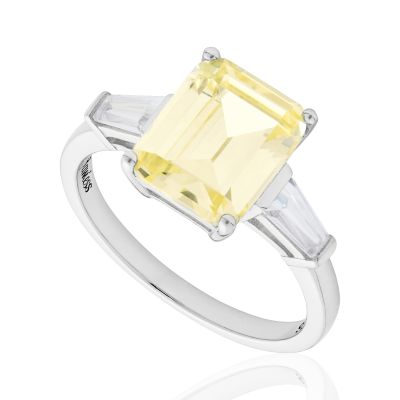 Canary Baguette Tapered Ring Sterling Silver