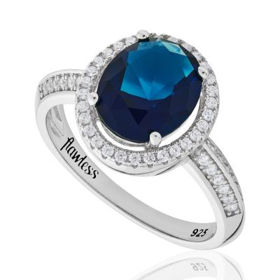 Sapphire Sparkle Oval Ring Sterling Silver