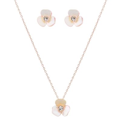 Buckley London Mother of Pearl Rose Gold Flower Set