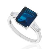 Sapphire Baguette Tapered Ring Sterling Silver