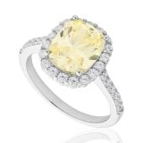 Canary Sparkle Cushion Ring Sterling Silver